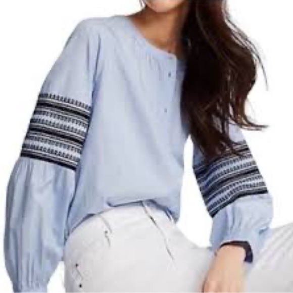 Ann Taylor Chambray Round Neck Button Down - Picture 1 of 9